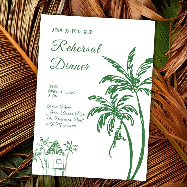 Tropical Coastal Retro Beach Rehersal Dinner Invitation (Creator Uploaded)