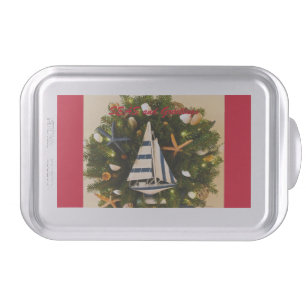 Tropical Coastal 'SEAS and Greetings' Christmas Cake Pan