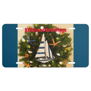Tropical Coastal 'SEAS and Greetings' Christmas License Plate