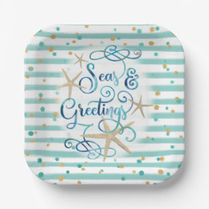 Tropical Coastal SEAS AND GREETINGS Paper Plates