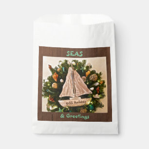 Tropical Coastal SEAS & Greetings Beach Christmas Favor Bag