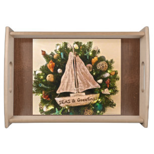 Tropical Coastal SEAS & Greetings Beach Christmas Serving Tray
