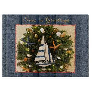 Tropical Coastal 'Seas 'n Greetings' Christmas Cutting Board
