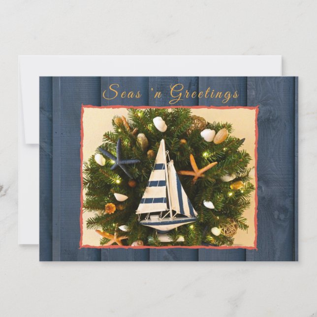 Tropical Coastal Seas 'n Greetings Christmas Holiday Card (Front)