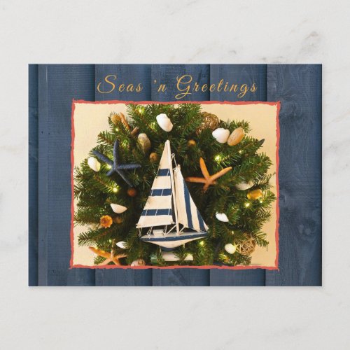 Tropical Coastal Seas n Greetings Christmas Postcard