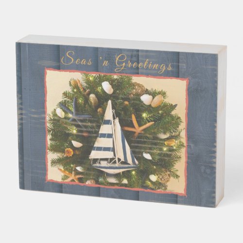 Tropical Coastal Seas n Greetings Christmas Wooden Box Sign