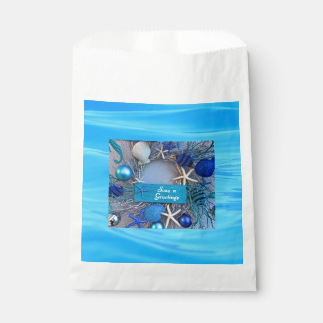 Tropical Coastal Seashell Holiday Christmas Favor Bag (Front)