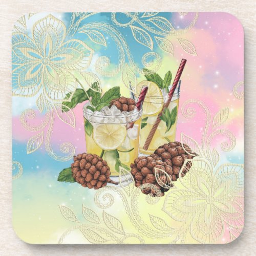 Tropical Coaster with a Drink Including Lemons