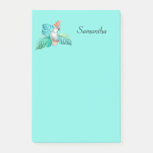 Tropical Cockatoo Parrot Personalized 4x6  Post-it Notes
