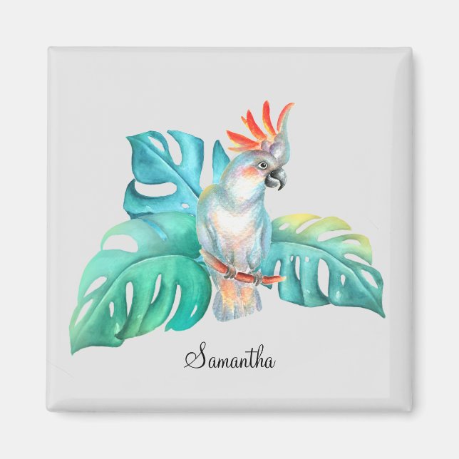 Tropical Cockatoo Parrot Personalized Magnet (Front)