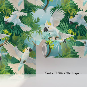 Tropical Cockatoos in Paradise Wallpaper