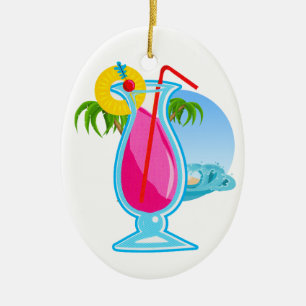 Tropical Cocktail Ceramic Ornament