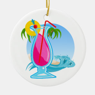 Tropical Cocktail Ceramic Ornament