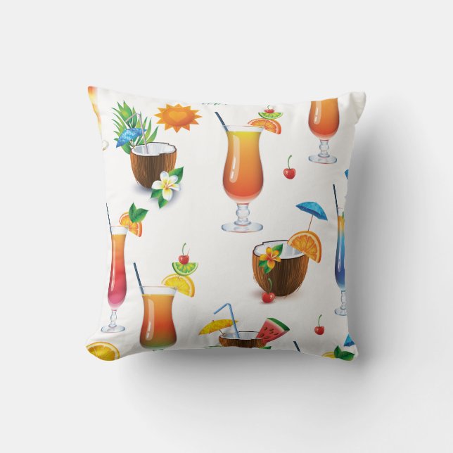 Tropical Cocktail Drinks Decorative Throw Pillow (Front)