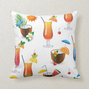 Tropical Cocktail Drinks Decorative Throw Pillow
