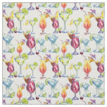 Tropical Cocktail Fun Watercolor pattern Fabric