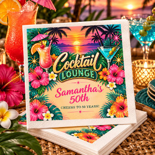 Tropical Cocktail Lounge 50th Birthday Napkins