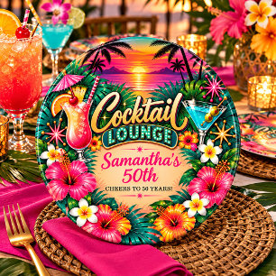 Tropical Cocktail Lounge 50th Birthday  Paper Plates