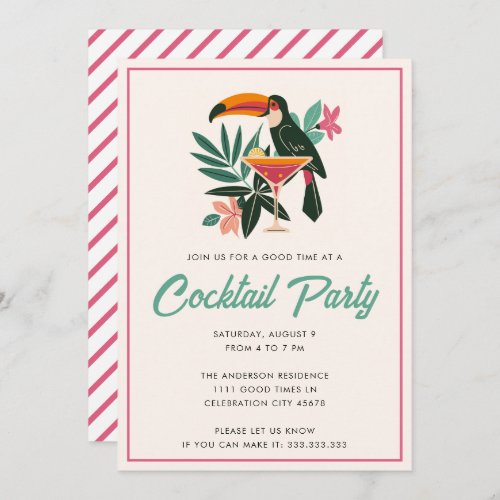 Tropical Cocktail Party Backyard Summer Drinks Invitation