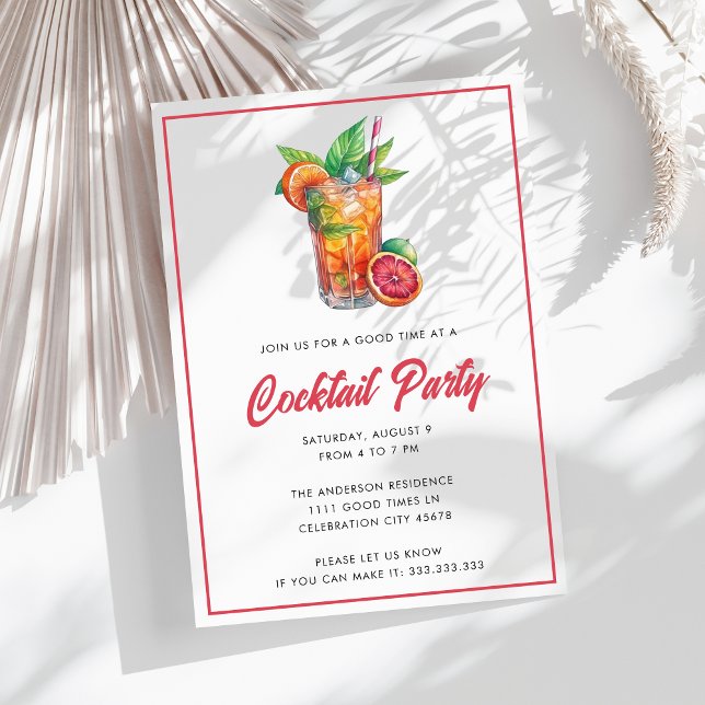 Tropical Cocktail Party Backyard Summer Drinks Invitation (Creator Uploaded)