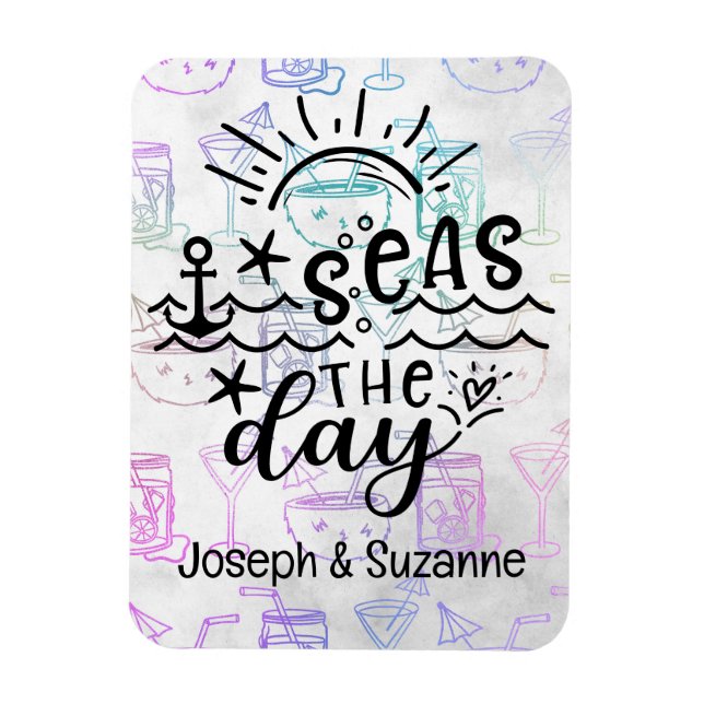 Tropical Cocktail Personalized Seas the Day Cruise Magnet (Vertical)