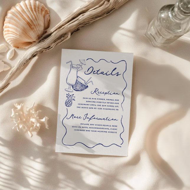 Tropical Cocktail & Pineapple Wedding Details Enclosure Card (Creator Uploaded)