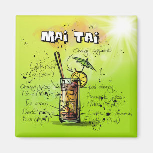 Tropical Cocktail Recipe Magnet