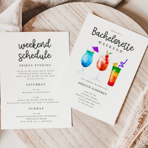 Tropical Cocktails Bachelorette Party Invitation