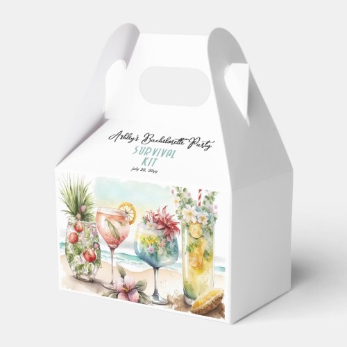 Tropical Cocktails Bachelorette Party Survival Kit Favor Boxes