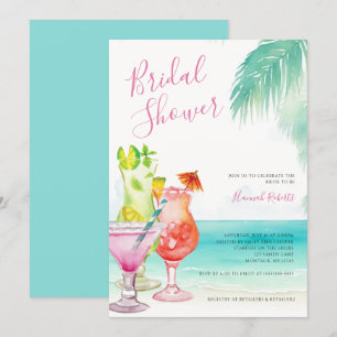 Tropical Cocktails Beach Bridal Shower Invitation