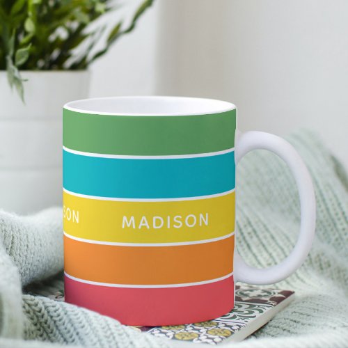 Tropical Cocktails Color Block Personalized Name Coffee Mug