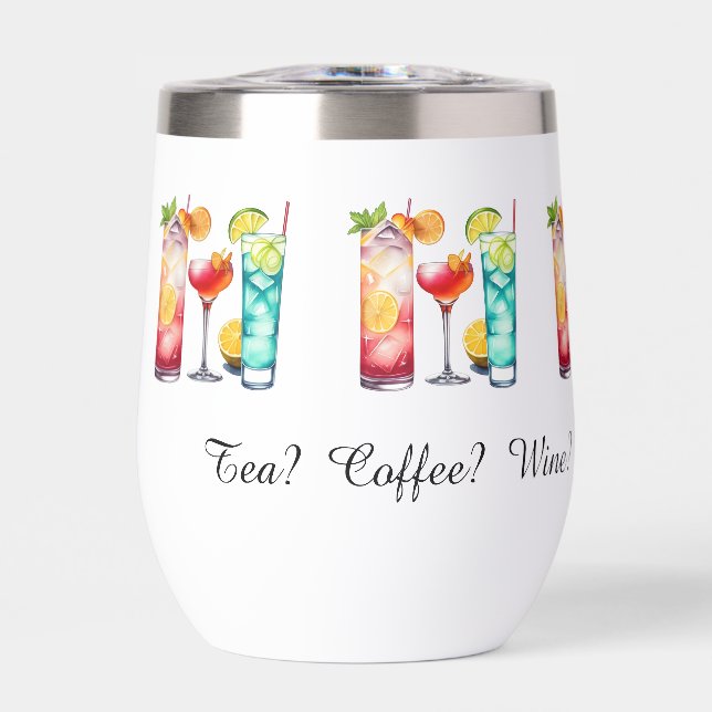 Tropical cocktails funny saying thermal wine tumbler (Front)
