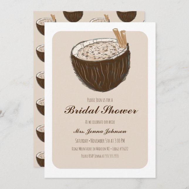 Tropical Coconut Bridal Shower Invitation (Front/Back)