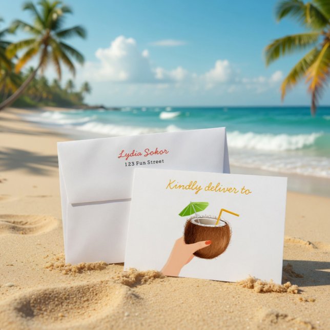 Tropical Coconut Cocktail Summer Party Envelope (Creator Uploaded)