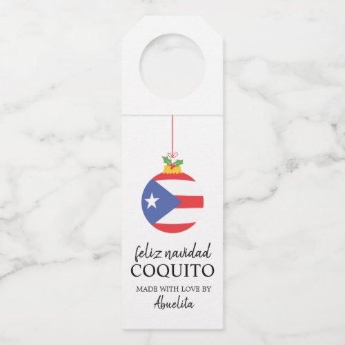 Tropical Coconut Coquito Christmas Drink Bottle Hanger Tag