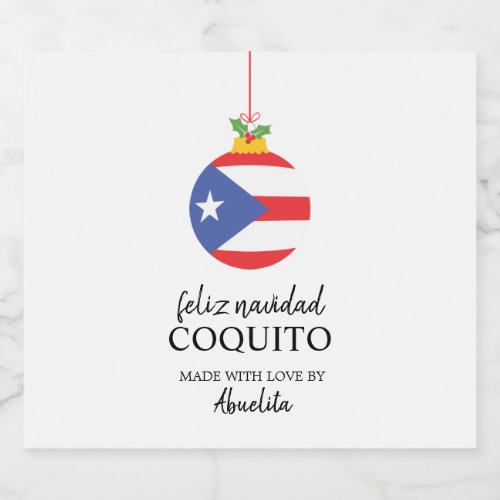 Tropical Coconut Coquito Christmas Drink Liquor Bottle Label