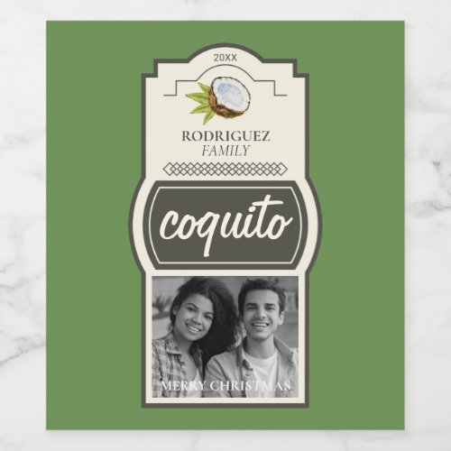Tropical Coconut Coquito Christmas Drink Photo Wine Label