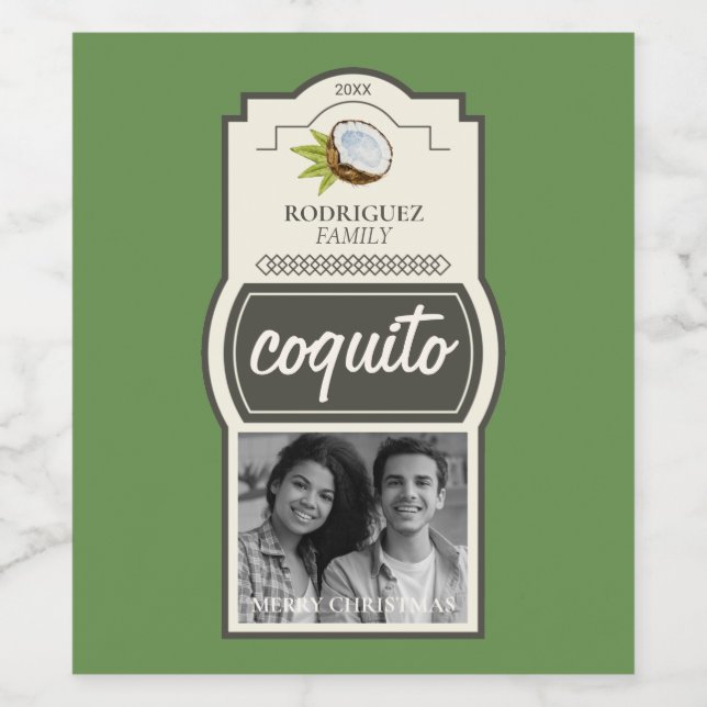 Tropical Coconut Coquito Christmas Drink Photo Wine Label (Single Label)