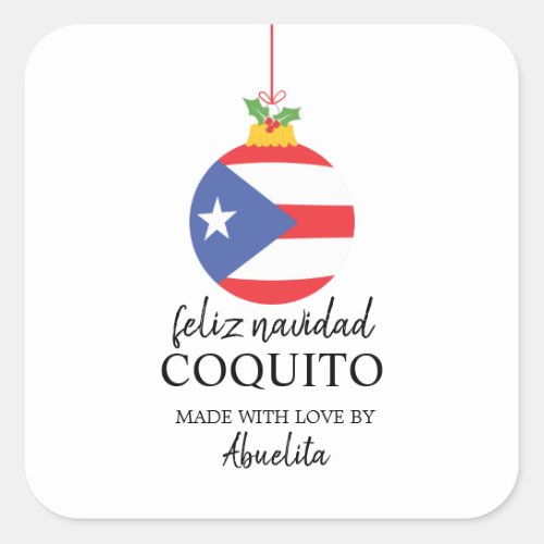 Tropical Coconut Coquito Christmas Drink Square Sticker