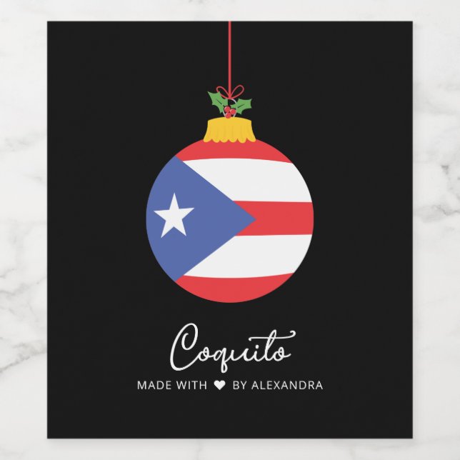 Tropical Coconut Coquito Christmas Drink  Wine Lab Label (Single Label)