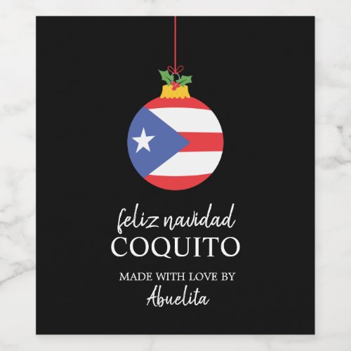 Tropical Coconut Coquito Christmas Drink Wine Labe Wine Label