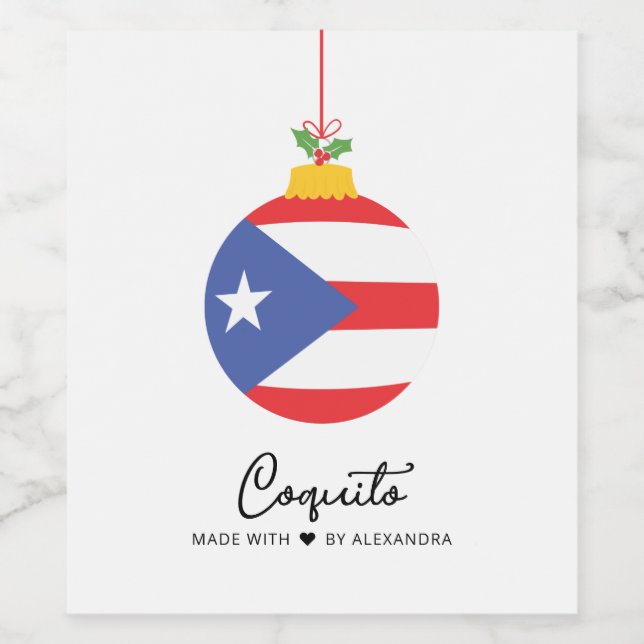 Tropical Coconut Coquito Christmas Drink  Wine Label (Single Label)