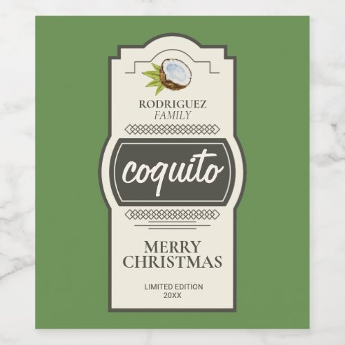 Tropical Coconut Coquito Christmas Drink Wine Label