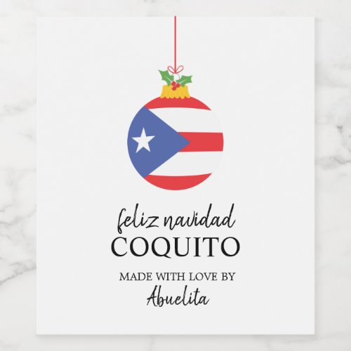 Tropical Coconut Coquito Christmas Drink Wine Label