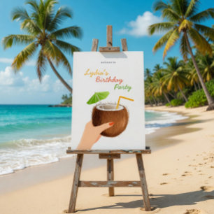 Tropical Coconut Drink   Birthday Party Welcome  Foam Board