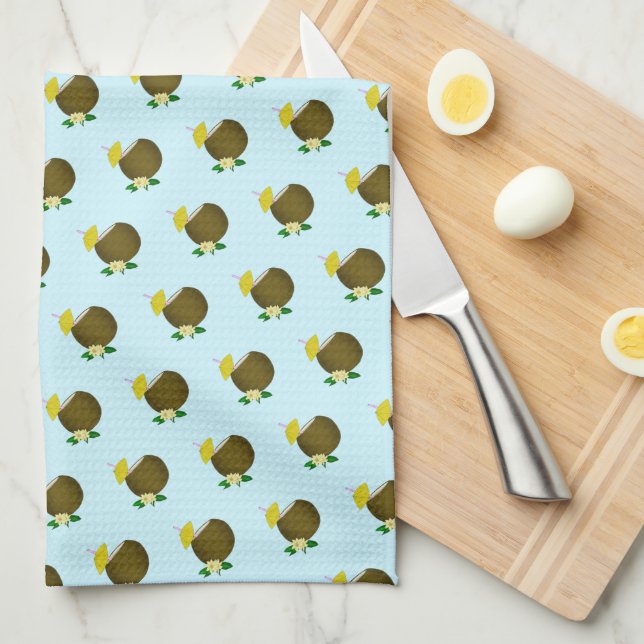 Tropical Coconut Drink Kitchen Towel (Quarter Fold)