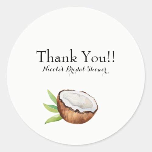 Tropical Coconut Elegant Wedding Party Favor Classic Round Sticker