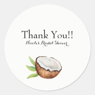 Tropical Coconut Elegant Wedding Party Favor Classic Round Sticker