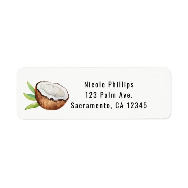 Tropical Coconut Fruit Elegant Party Invitation Label (Front)