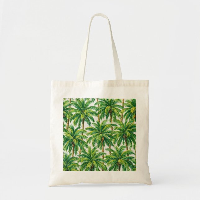 Tropical Coconut Palm Tree Botanical Pattern Tote Bag (Front)
